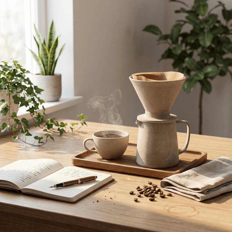 Ceramic pour over set - AI generated studio shot